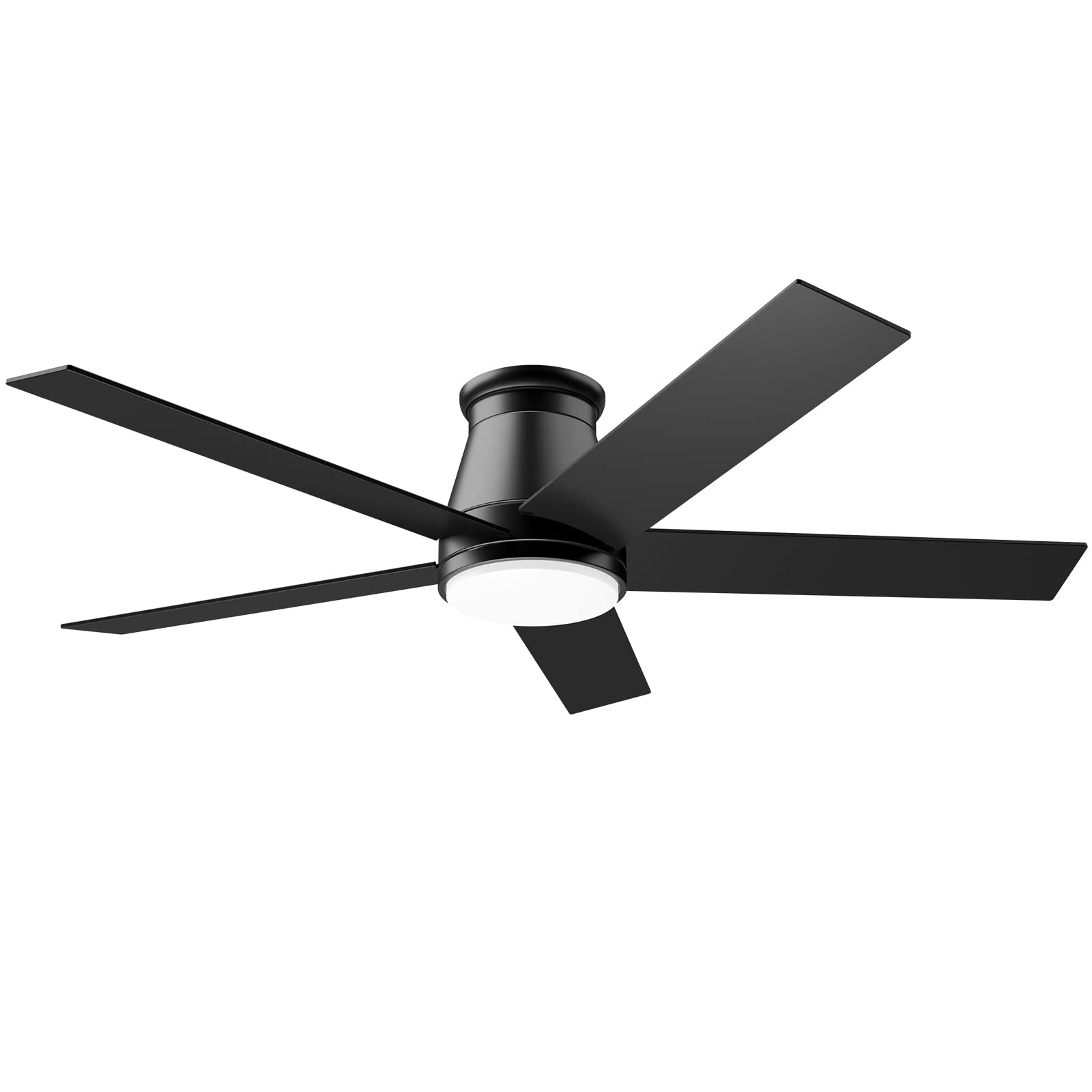 Wurzee 52 Flush Mount Low Profile Ceiling Fan, Black, 6 Speeds DC Reversible Motor, Timing, Dimmable for Indoor, Patio, Porch, G