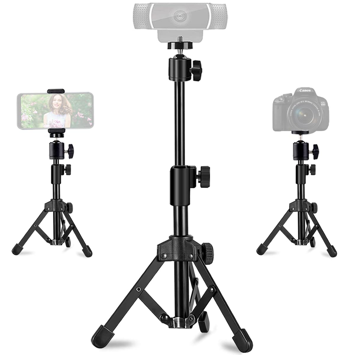 Webcam Tripod Stand Extendable Desktops Tripod For Camera/Phone/Webcam, Desk Tripod Webcam Mount Holder Compatible With Logitech