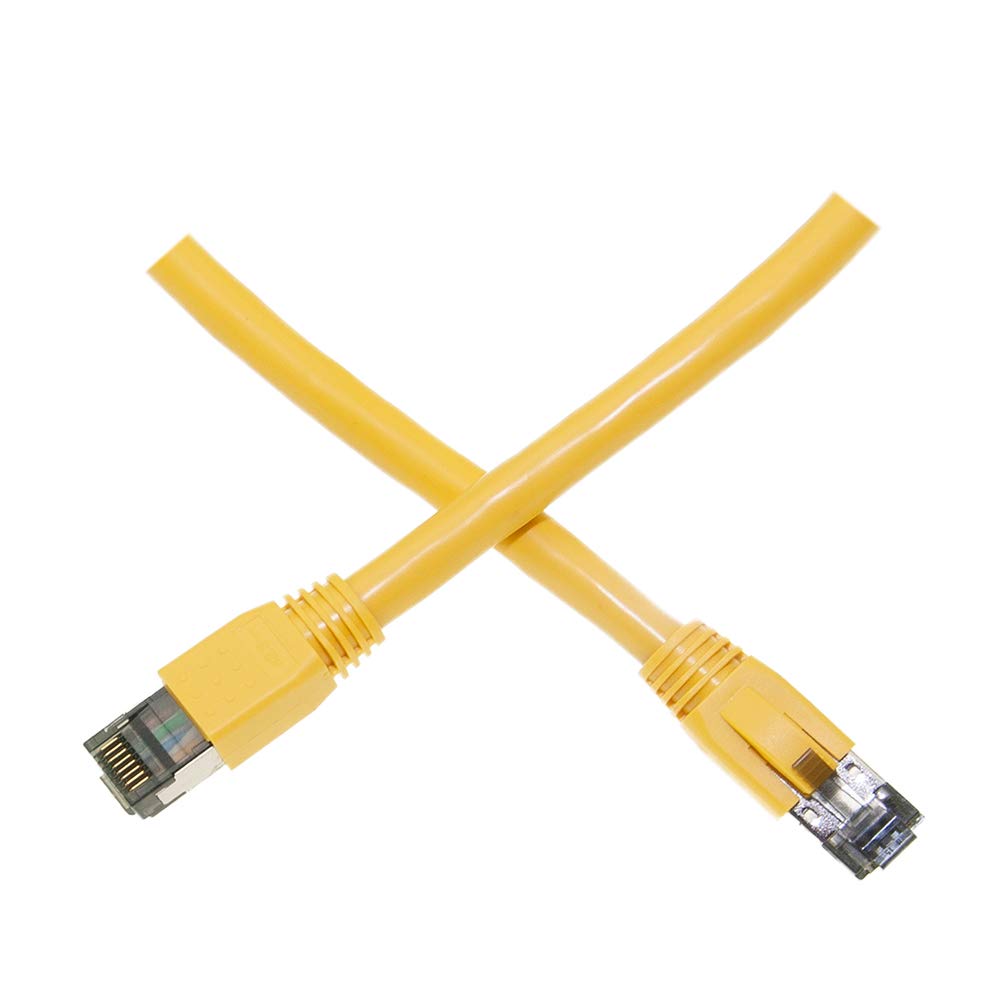 CableWholesale Cat8 S/FTP Ethernet Patch Cable, Boot, 40Gbps   2000MHz, 4 Pair 24AWG Stranded Pure Copper, RJ45 Shielded Gold Plate Connector Male Internet Patch Cable, Yellow, 1 Foot