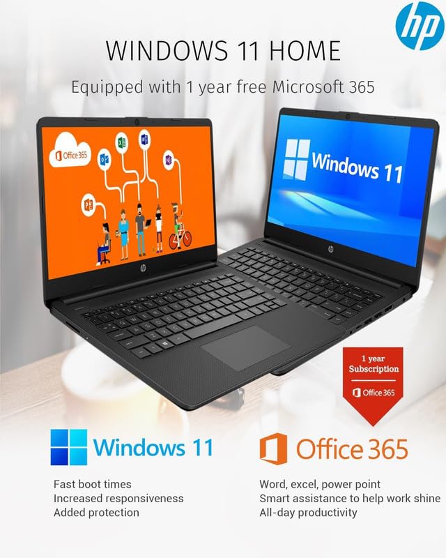 Hp 2024 14'' Laptop Notebook Thin Light Students Business, Quad-Core Intel N4120, 16Gb Ram, 384Gb (128Gb Emmc+ 256Gb Card), 1 Ye