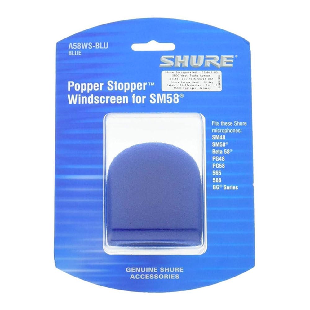 Shure A58Ws Blu Foam Windscreen For All Ball Type Microphones, Blue