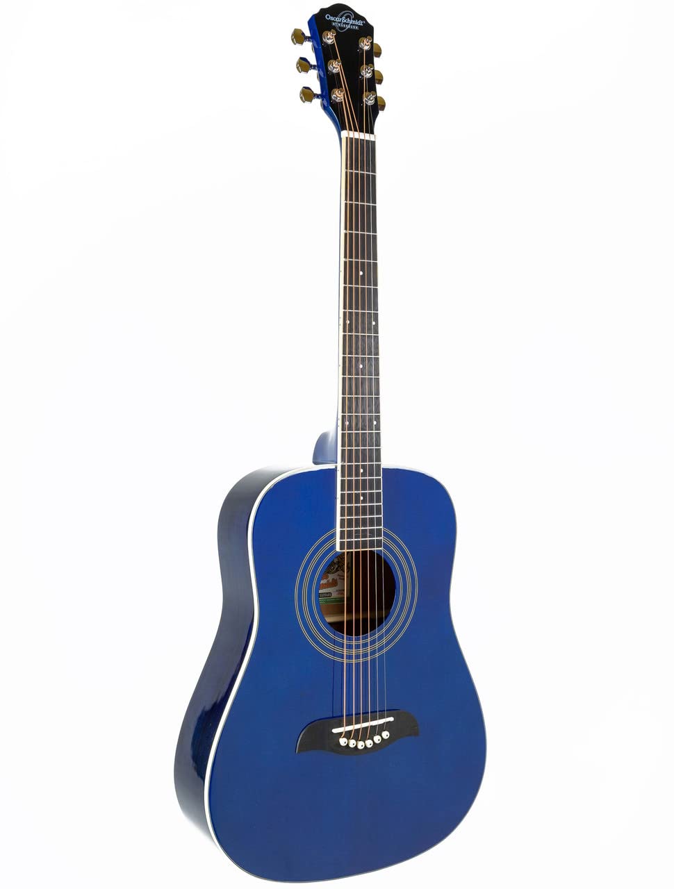 Oscar Schmidt Og5 3/4 Size Kids Acoustic Guitar   Blue Learn To Play Bundle With Tuner, Strap, Picks, Instructional Book/Dvd, An
