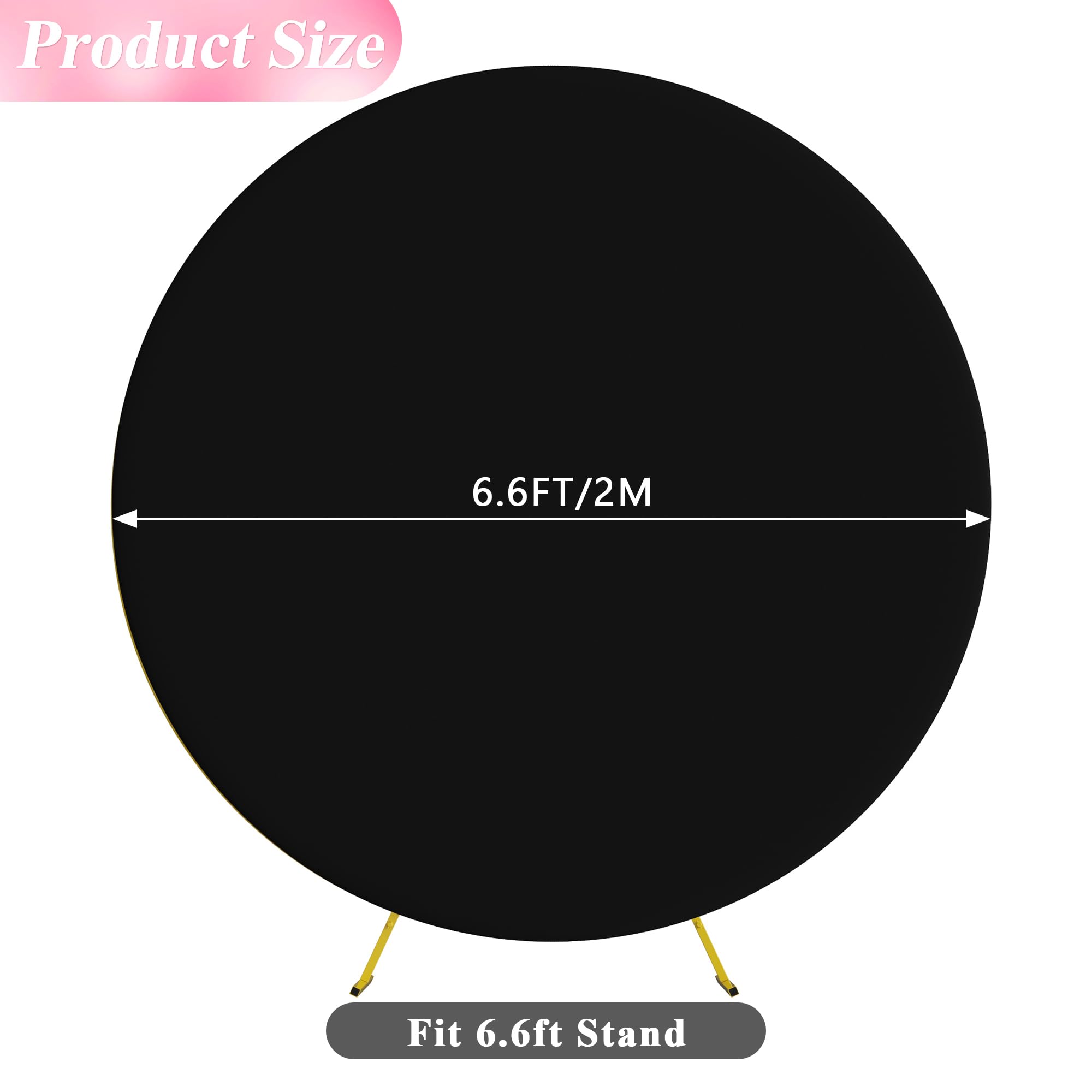 Wokceer 6.6Ft Round Backdrop Cover Black Round Arch Covers With Buckles Polyster Circle Balloon Arch Cover For Wedding Birthday