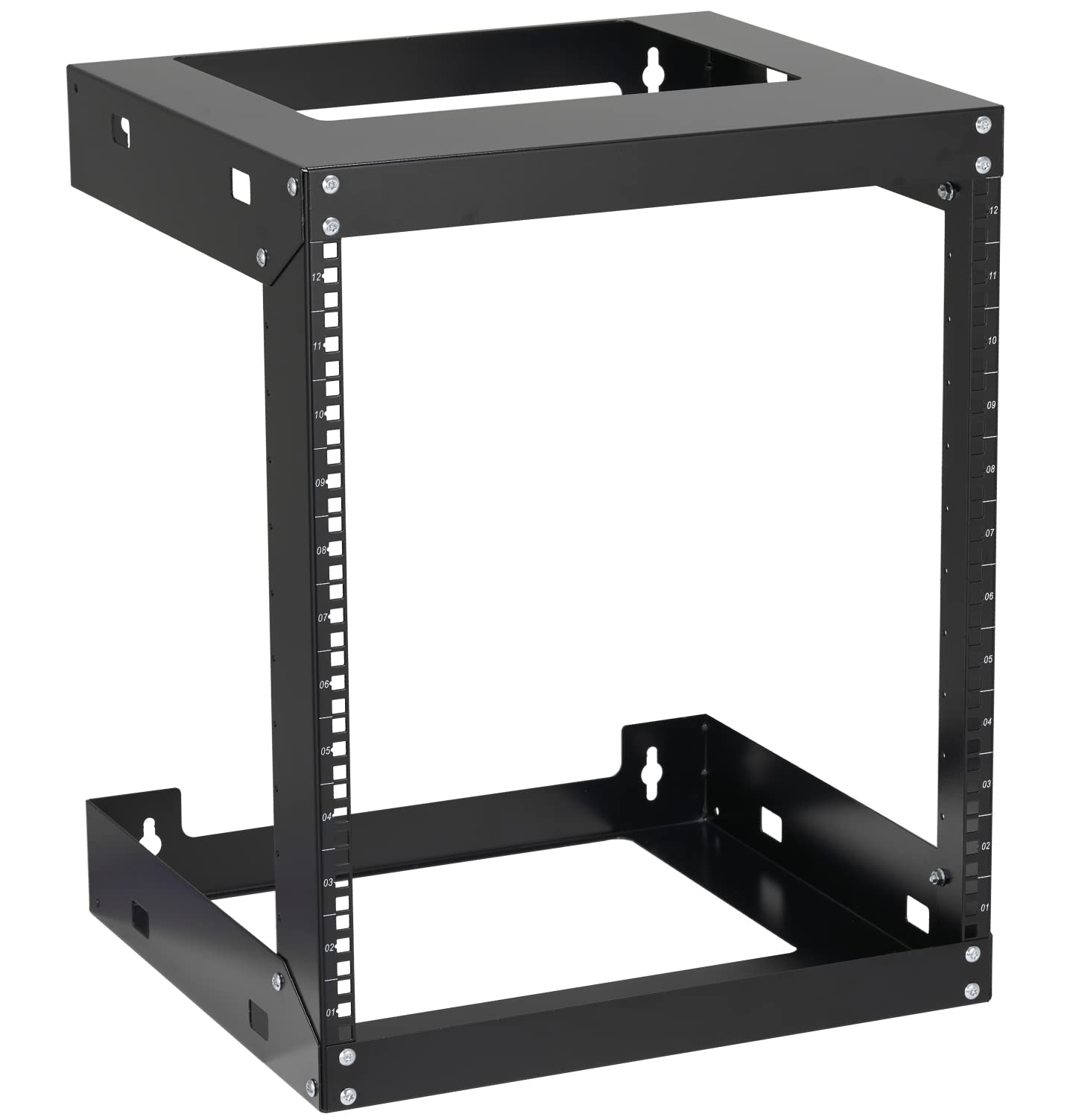 12U Wall Mount Rack Open Frame 19 Inch Server Equipment 2 Post Network Cabinet 18 Inches Depth Black By Tedgetal