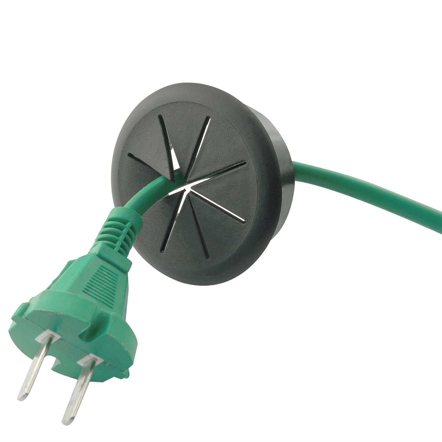 Hjgarden 2Pcs 2 Inch Desk Cord Grommets Wire Cable Hole Cover For Office Furniture 50Mm Eight Petaled Thread Box, Black