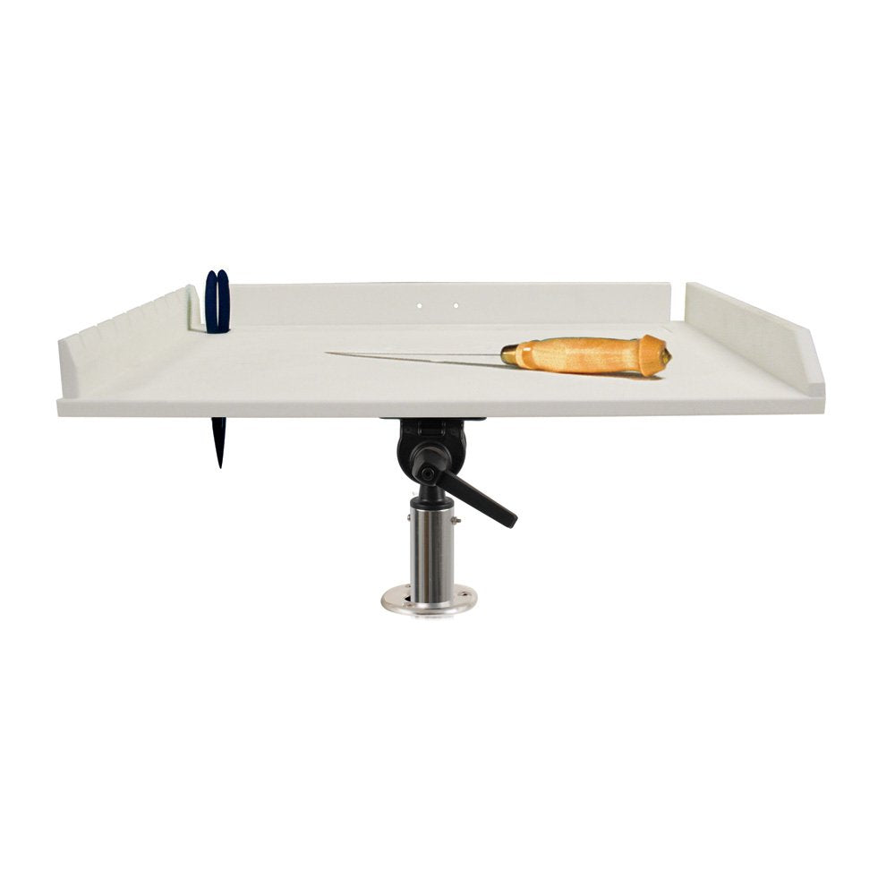 Taco 20'' Poly Filet Table W/Adjustable Gunnel Mount   White