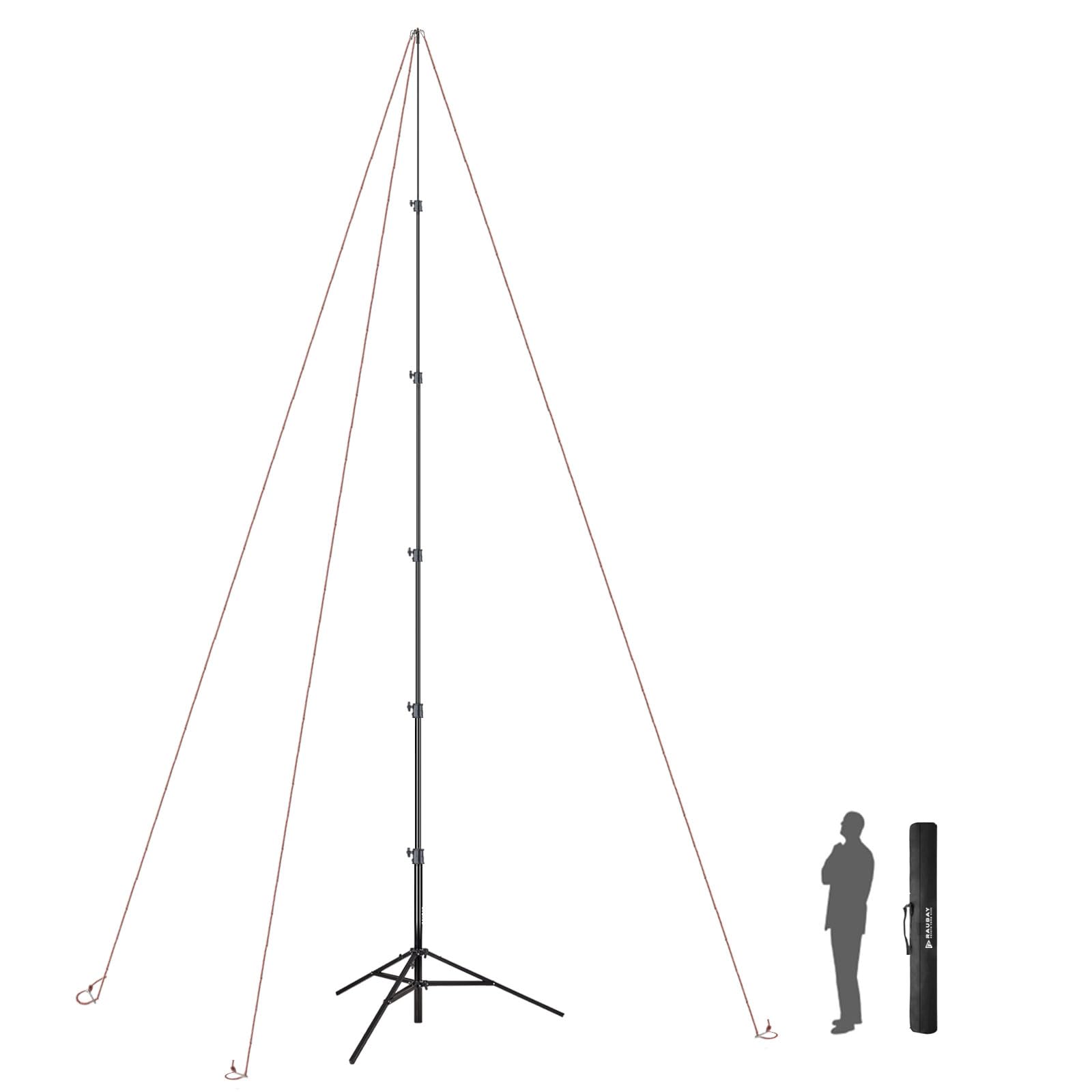 Raubay 24' Tall Tripod Stand, Extreme Tall Heavy Duty Sports Camera Video Tripod, Spring Telescoping Aluminium Alloy Large Light