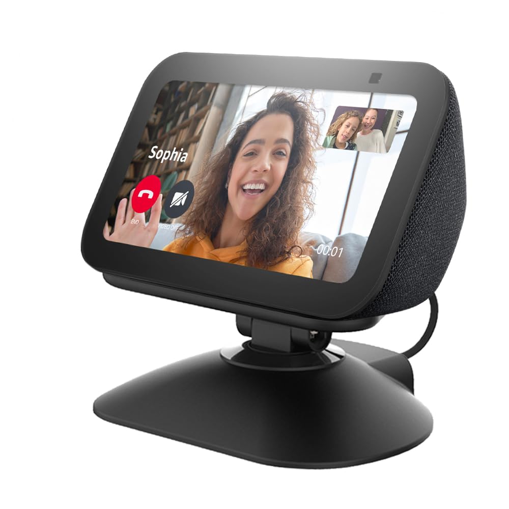 All New Adjustable Charging Stand For Echo Show 5 (3Rd Gen), Tilt + Swivel Stand Multi Angle Rotation Magnetic Anti Slip Base Fo
