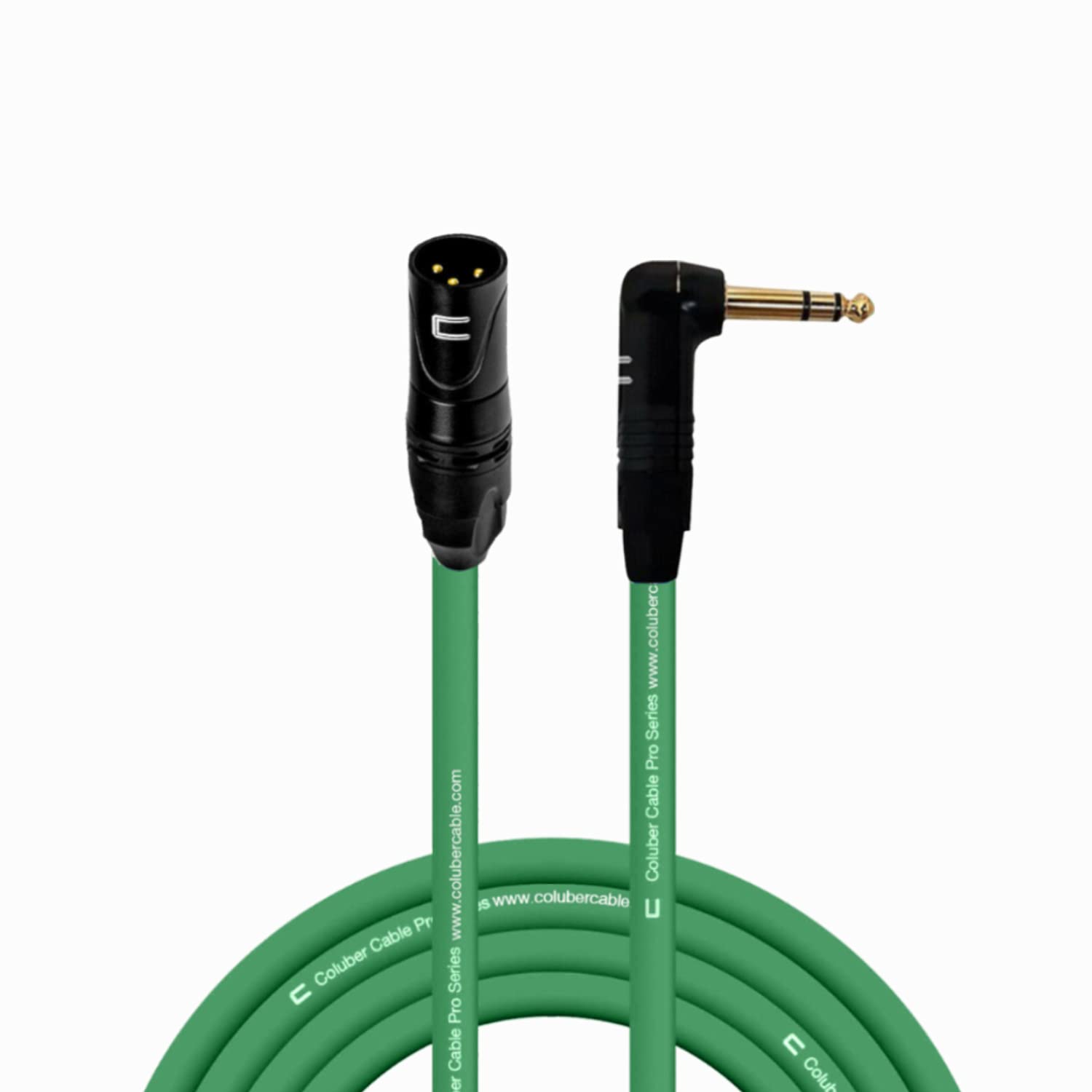 Balanced Xlr Cable Male To Right Angle 1/4'' Trs   15 Feet Green   Pro 3 Pin Microphone Connector For Powered Speakers, Audio In