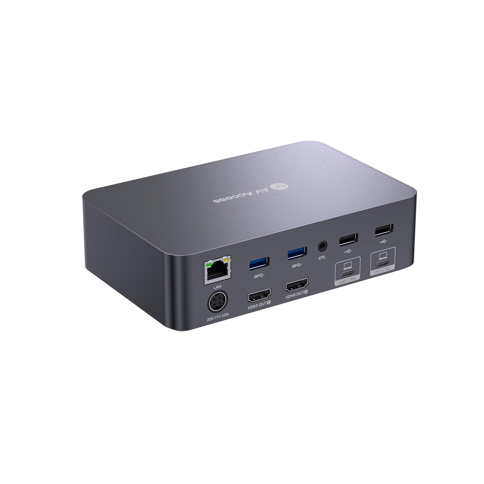 AV Access KVM Switch Dock 2 Monitors 2 Laptops, 4K KVM Switch Dual Monitor, 2 USB-C MST Ports, 60W PD for Each PC, 1G Ethernet, 