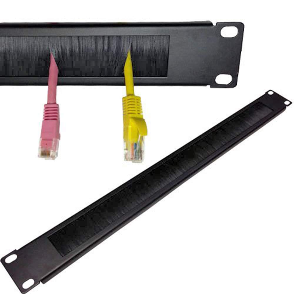Brushed Grommet 1U Cable Manager Server Rack Wire Management System (Bristles Keep Component Clean)   3 Pack