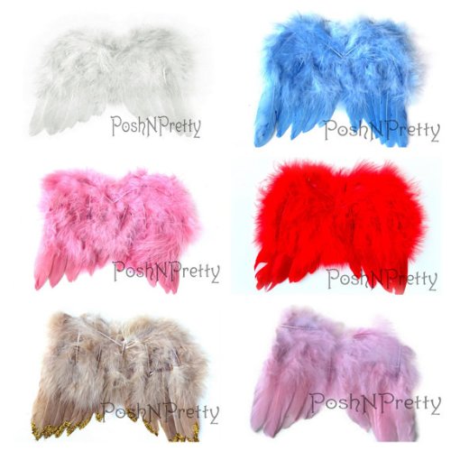 Poshnpretty Natural Feather Angel Butterfly Wings, Newborn, Baby, Photo Prop Choose Colors Or White