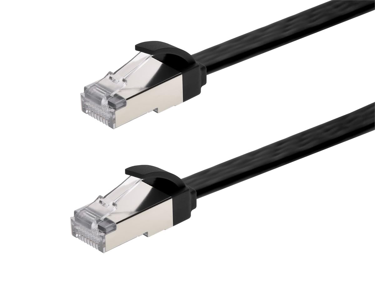 Monoprice Cat6A Ethernet Patch Cable - Slim Flat U/Ftp 30Awg Molded Boot 5Ft Bla
