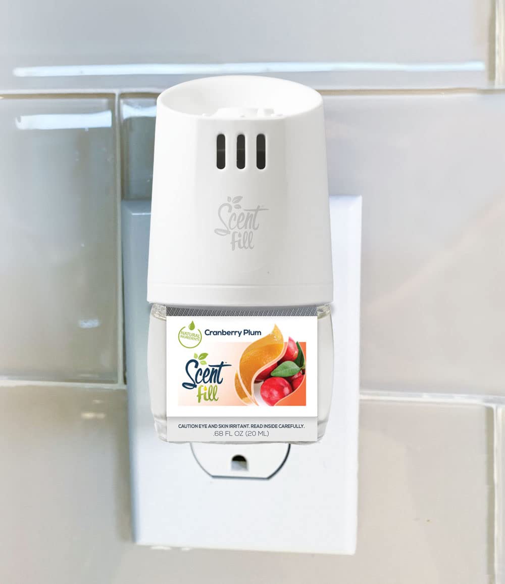 Scent Fill Holiday Kit (Cinnamon Apple, Sycamore Fir, Warm Spice, And Cranberry Plum), 4 Refills + Diffuser