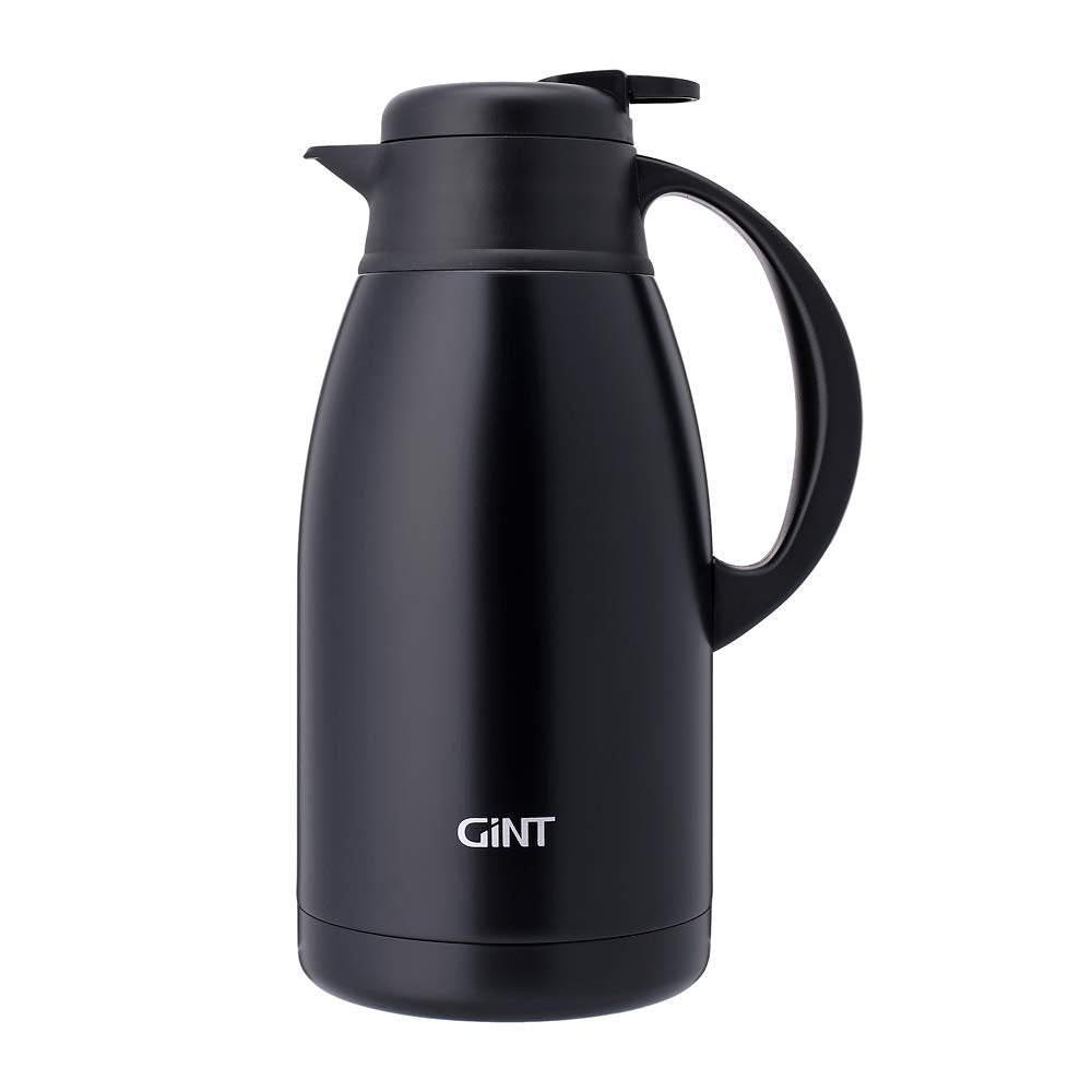 Gint Stainless Steel Thermal Coffee Carafe, Double Walled Vacuum Water And Beverage Dispenser, 12 Hour Heat Retention, 65 Oz /1.