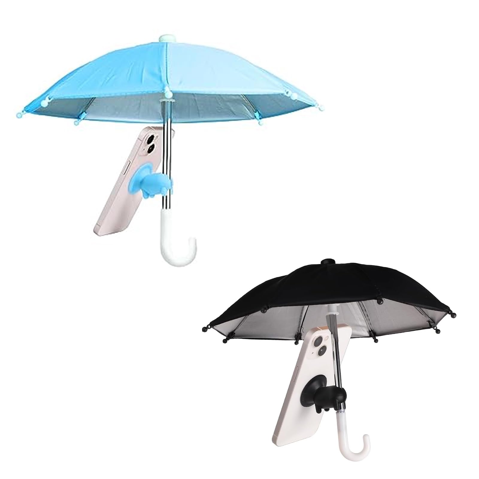 2Pcs Cell Phone Umbrella For Sun Shade, Universal Adjustable Cute Phone Shade Umbrella With Piggy Style Suction Cup, Outdoor Ant
