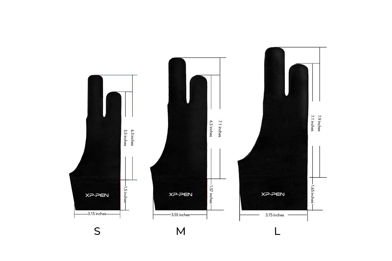 Xppen Artist Drawing Glove 2-Fingers Digital Art Glove For Graphics Drawing Tablet Drawing Glove Right Hand And Left Hand (Size