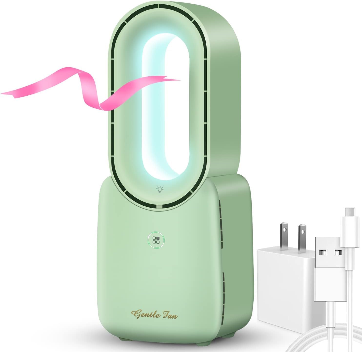 Let'Me Desk Fan, 11.8 Inch Portable Bladeless Fan Small Personal Cooling Fan With 5 Colors Touch Control Led Light, Quiet Usb Ta