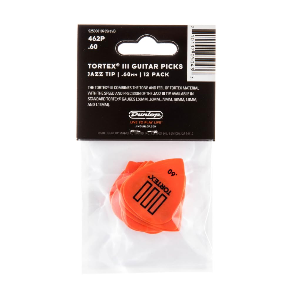 Dunlop Tortex� Tiii, Orange, .60Mm, 12/Player'S Pack