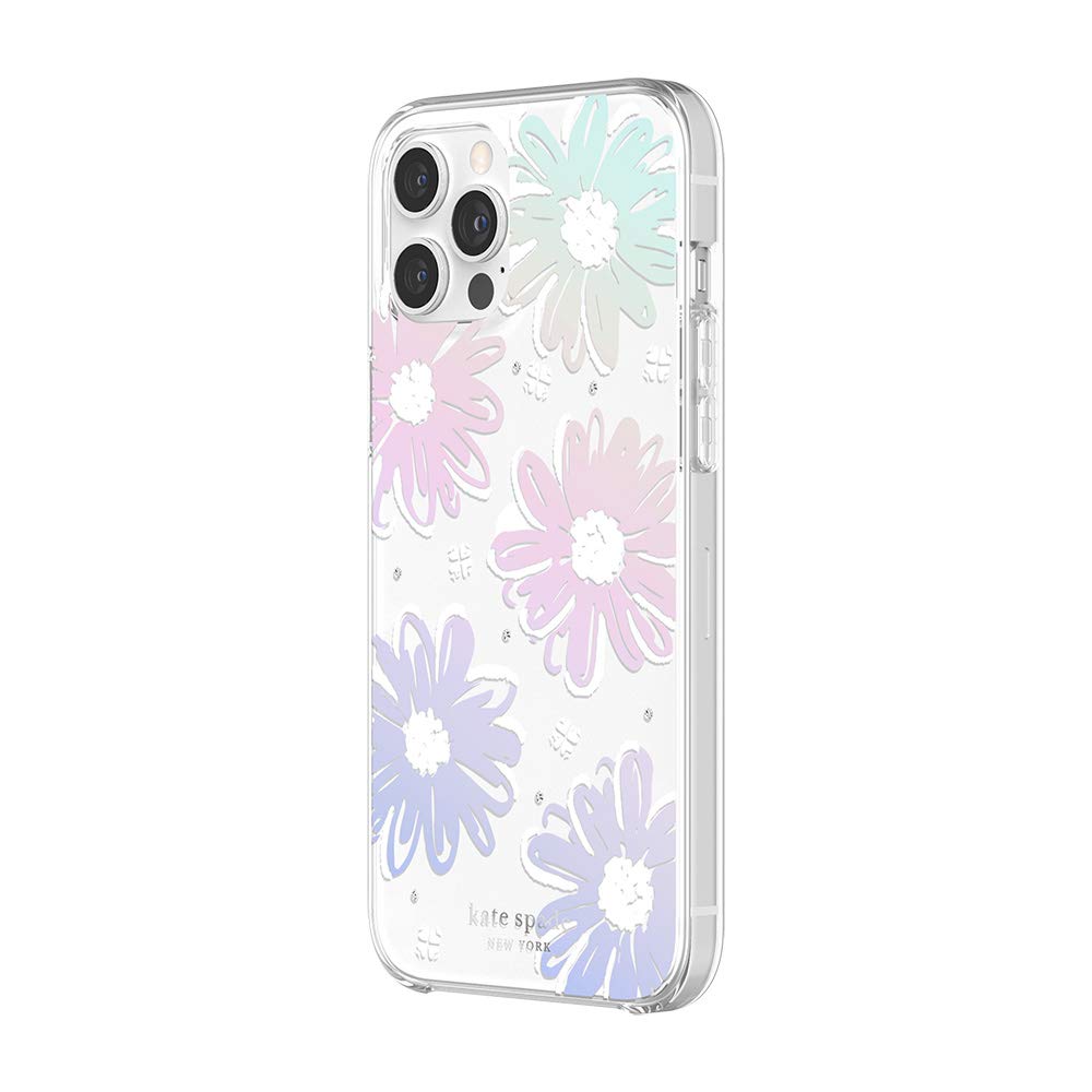 Kate Spade New York Protective Hardshell Case Compatible With Iphone 12 Pro Max   Daisy Iridescent Foil/White/Clear/Gems