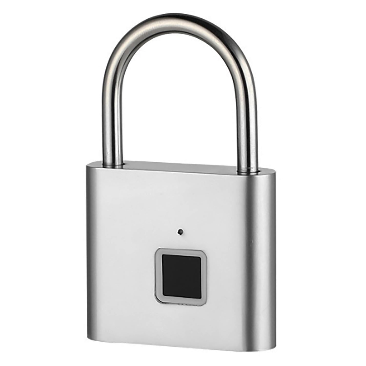 Silver Biometric Gate Locks   Portable Padlock With Keyless Fingerprint Access For Outdoor Fence Storage & Gym Lock (20 Fingerpr