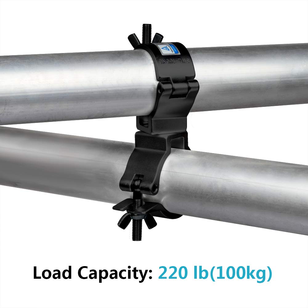 Gbgs Dj Truss Swivel Clamp 2 Inch Aluminum Alloy 220 Lbs For Od 2'' (50.8Mm) Pipe F34 4 Pack (Black)