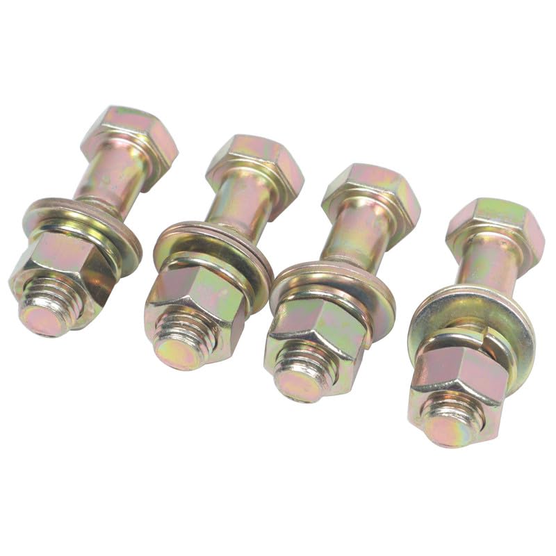 Prox XT-BTSBX4-G8 Set of (4) 2.5' Length Hex Short Yellow Zinc Truss Bolts Nuts Washers – Grade 8 (5/8”-11 x 2-1/2 NC)