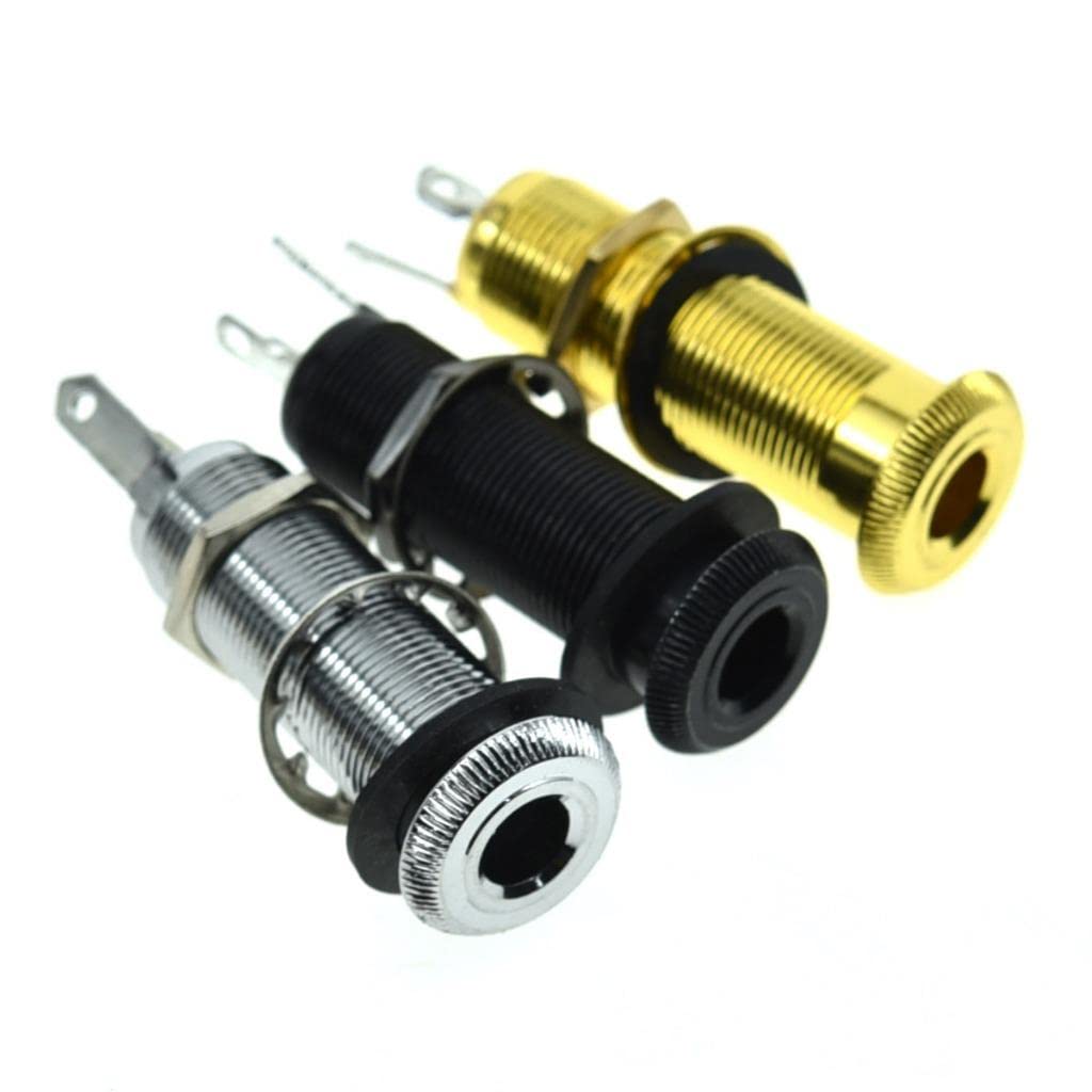 Kaish 6.35Mm Brass Mono Guitar Bass Barrel Jack Socket Cylinder Input Output Jack With 3 Pins Gold