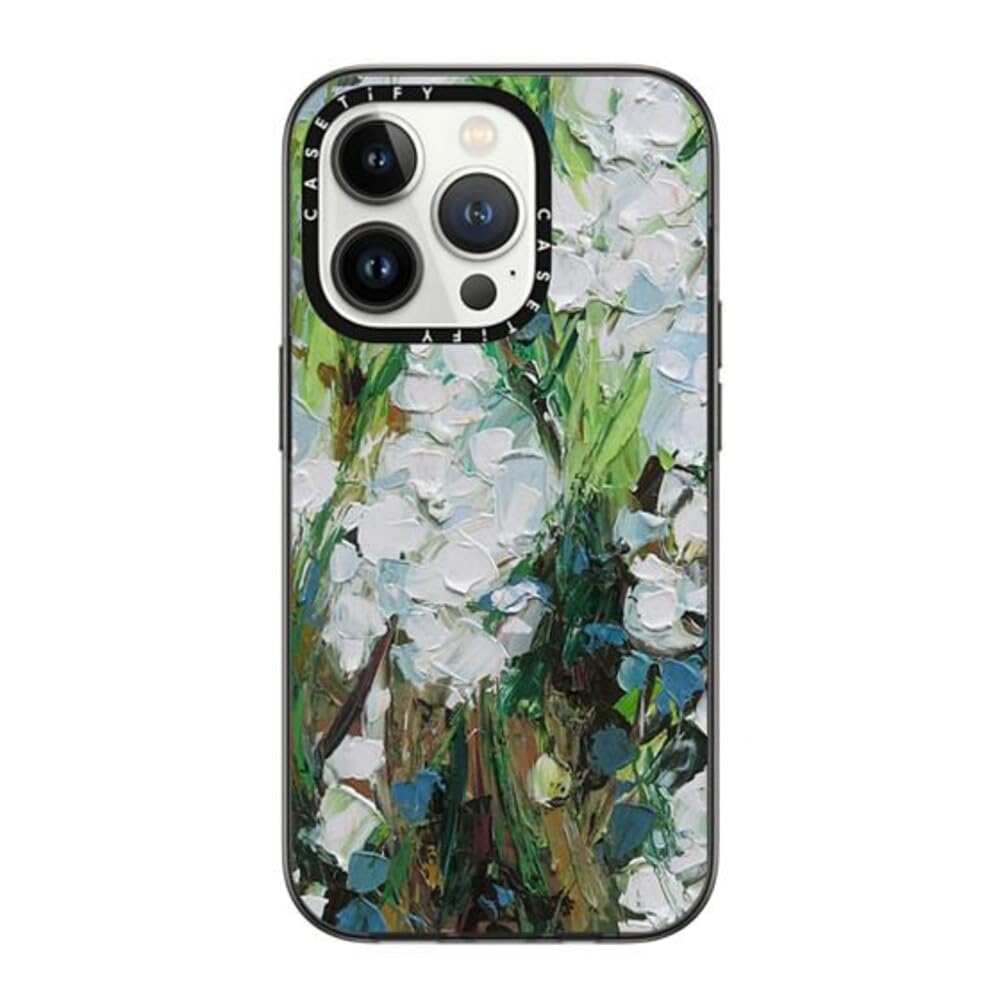 Casetify Compact Iphone 14 Pro Case [2X Military Grade Drop Tested / 4Ft Drop Protection]   Wild Squill Flowers   Clear Black