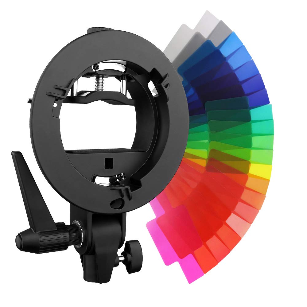 Godox S Type Bracket Bowens S Mount Holder For Speedlite With 20 Pieces Gel Light Filter