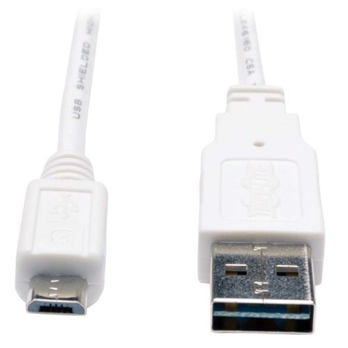 Tripp Lite 3 Feet Usb 2.0 Universal Reversible Cable A To 5 Pin Micro B, White (Ur050 003 Wh)