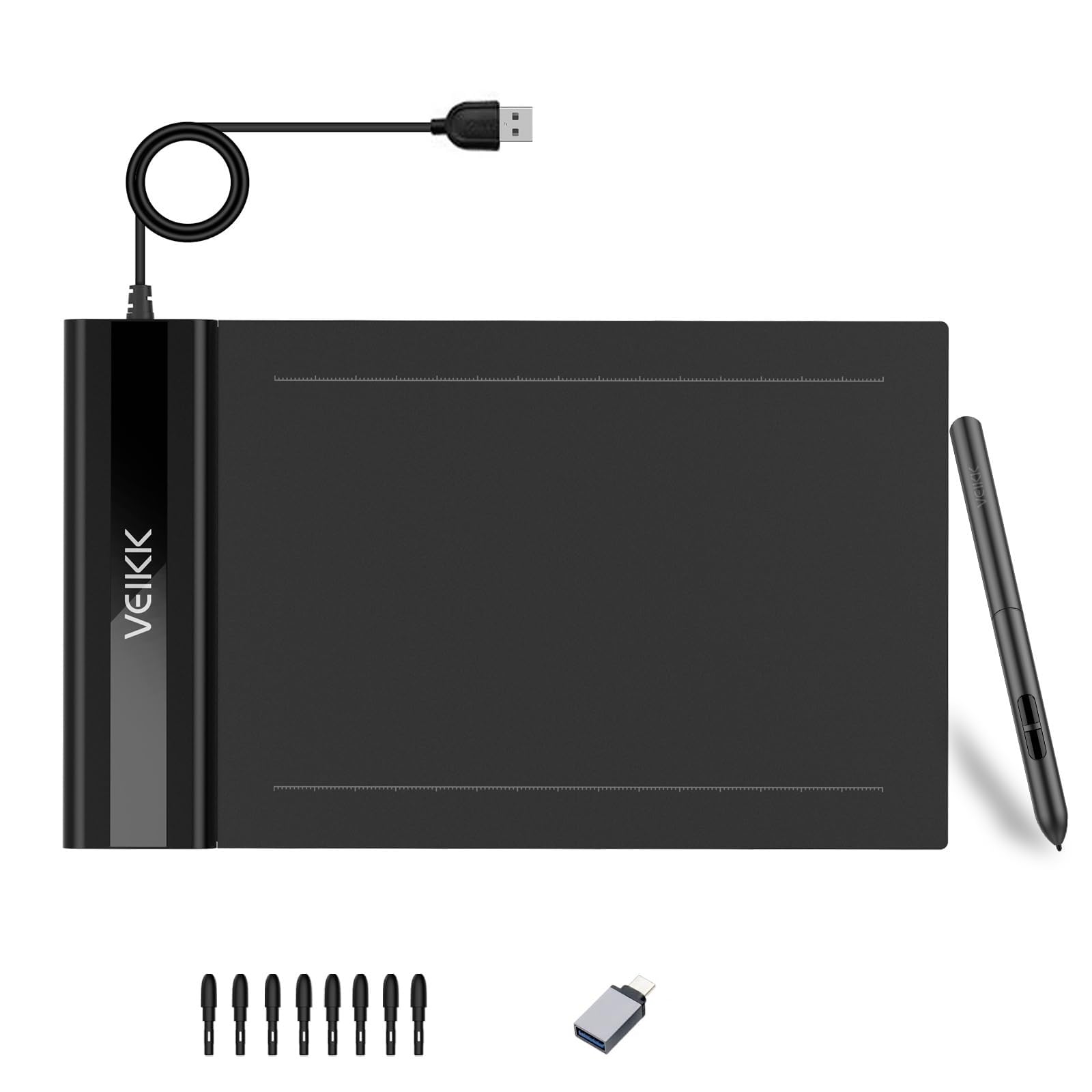 Graphics Drawing Tablet VEIKK S640 6x4 Inch Portable OSU Tablet with 8192 Levels Battery-free Stylus Pen for Digital Art&Animati