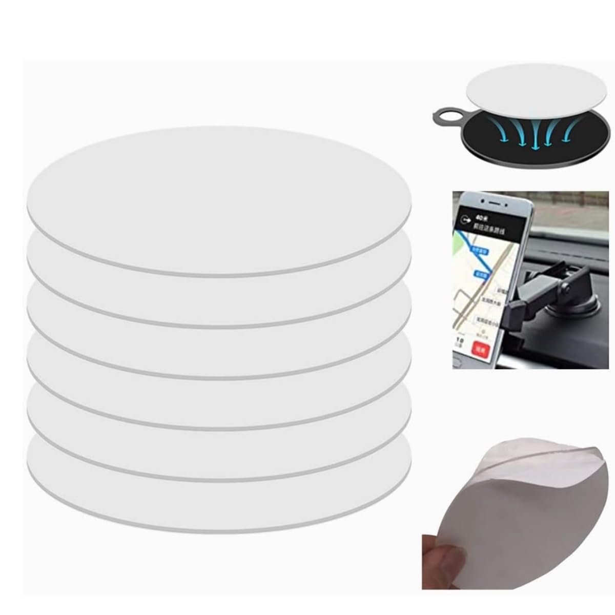 Mgqfy 8 Pcs 80Mm (3.15'') Circular Double Side Sticker Dashboard/Windshield Pad Mounting Disk For Suction Cup Car Phone Mount Ho