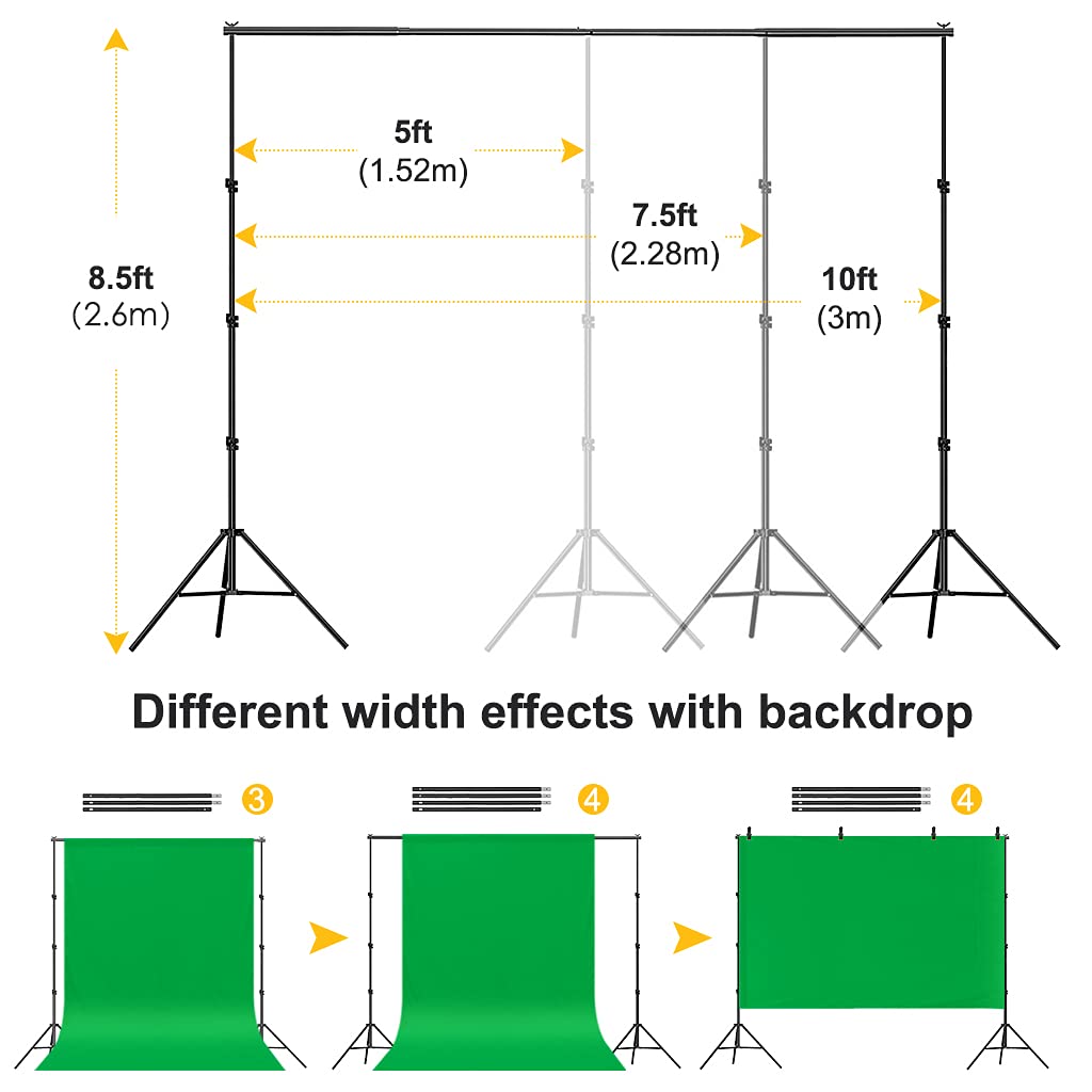 Cpliris Backdrop Stand For Parties, 8.5X10Ft Adjustable Backdrop Support For Photoshoot, Baby Shower Backdrop Stand With Spring