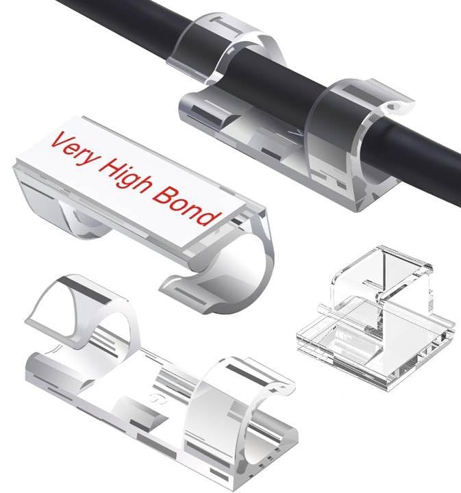 Imox Cable Organizer Clips  Transparent | Strong Self Adhesive | 20+20 Pcs | Abs Material | Cord Hook With 3M Vhb Foam | Wire O