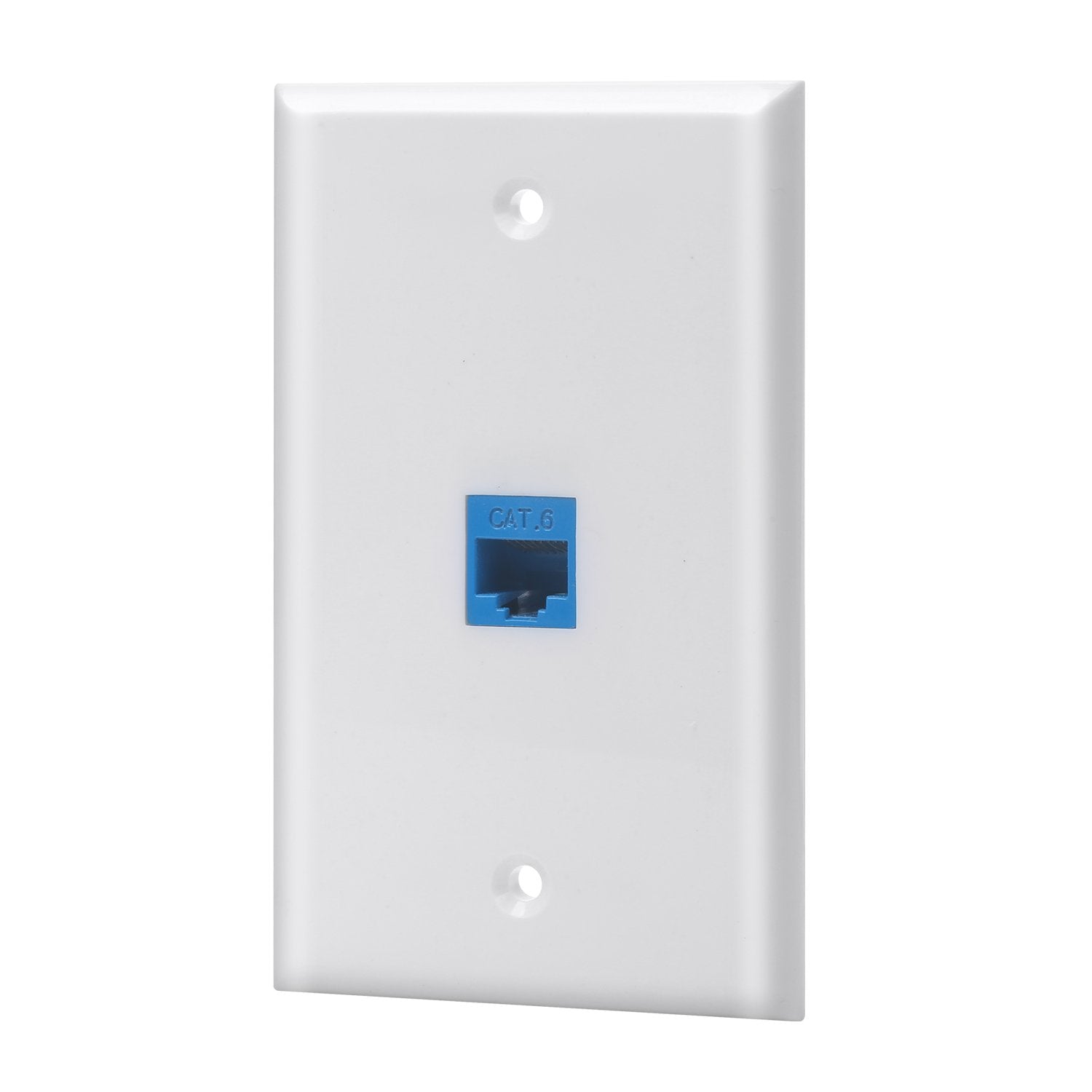 Cat 6 Wall Plate   Ethernet Cat 6 Keystone Female To Female Wall Plate In White (1 Port Blue)