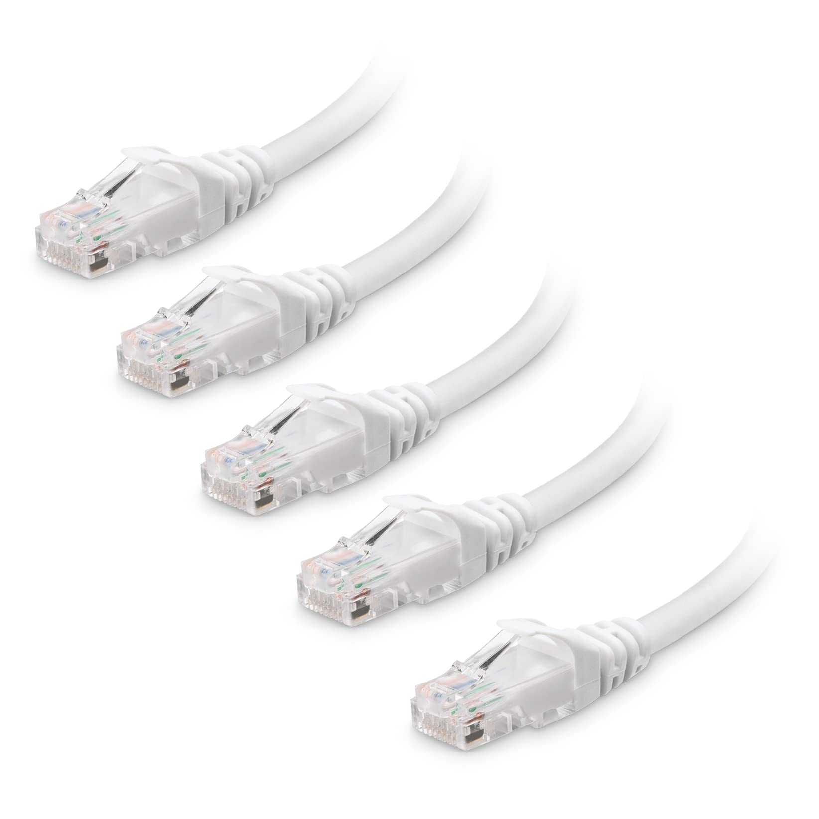 Cable Matters 10Gbps 5 Pack Snagless Cat 6 Ethernet Cable   14ft, Cat 6 Cable, Cat6 Cord, Ethernet Cord, White