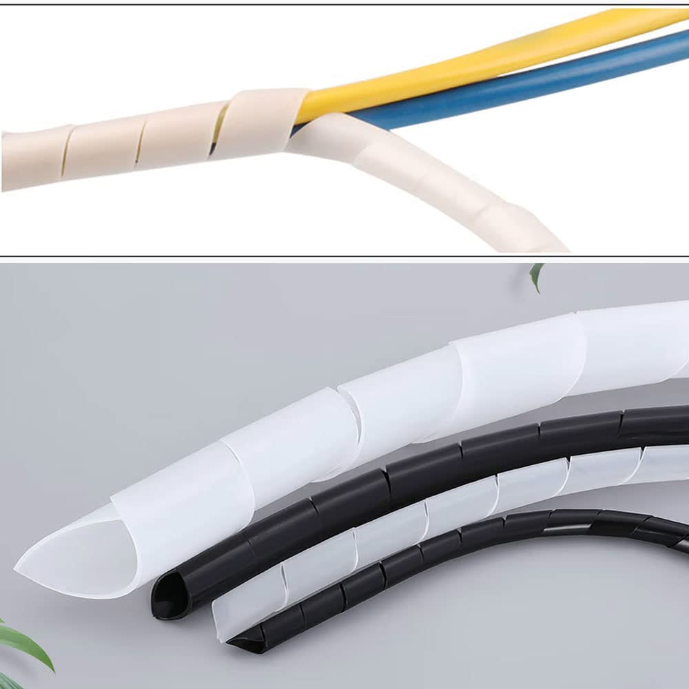Spiral Cable Wrap  25 Ft 3/8'' Cable Management Sleeve Organizer For Computer Cable,Power Cord Audio Video Cable (3/8 Inch 25Ft,
