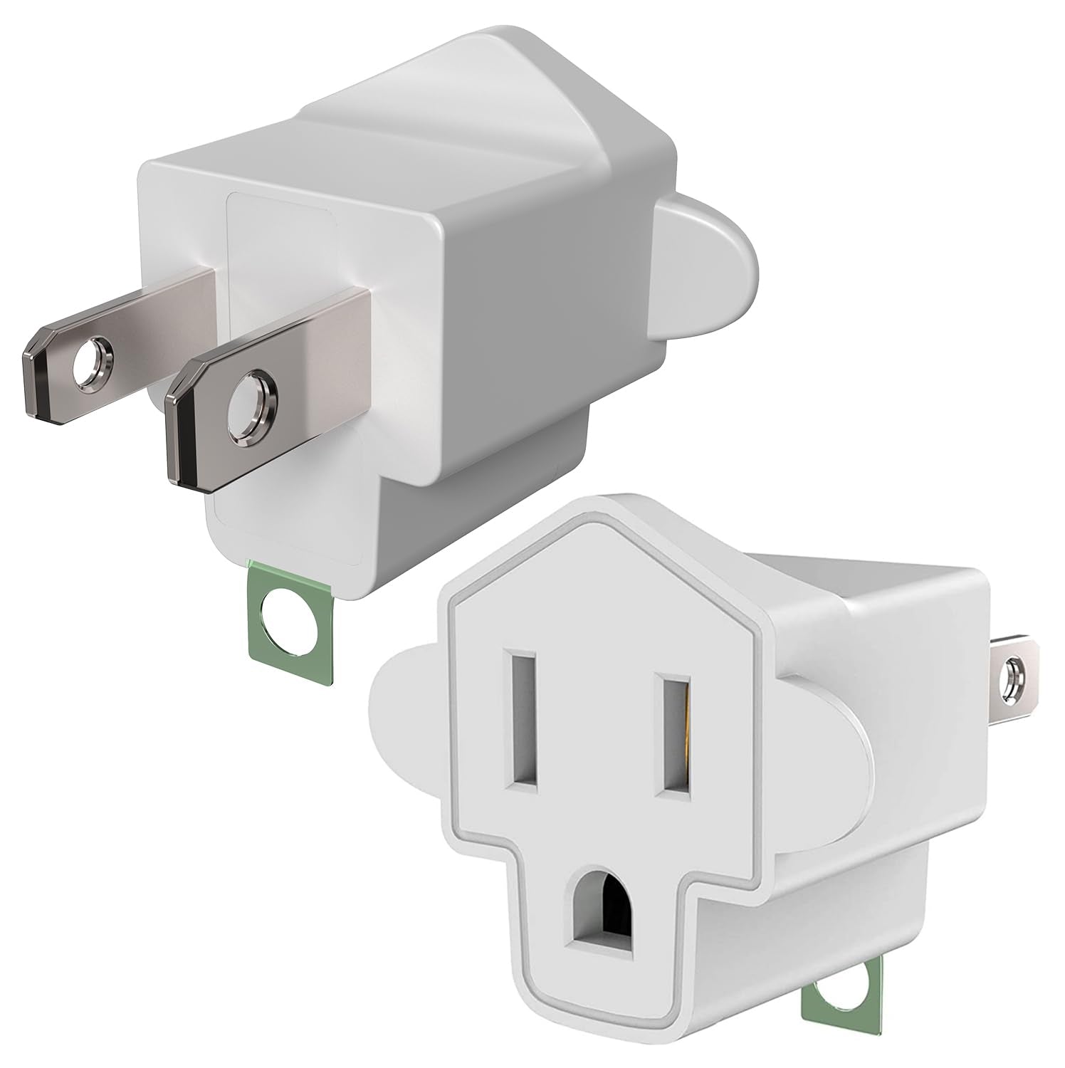 2 Pack Etl Listed 3 Prong To 2 Prong Adapter, Jackyled Polarized Grounding Converter 3 Prong Adapter Converter Fireproof Materia