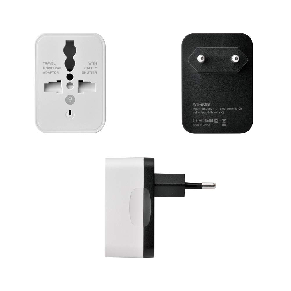 Icevein European Power Travel Plug Adapter, Spain Iceland Germany France Italy Power Travel Plug Adapter Converting To Usa (2 Us