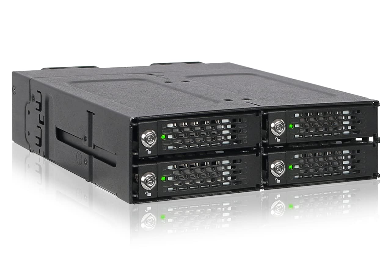 ICY DOCK ToughArmor MB720MKB V2 Full Metal 4 Bay M.2 NVMe SSD PCIe 4.0 Mobile Rack for External 5.25 Drive Bay Black 1.6x5.7