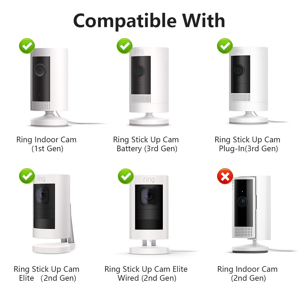 3Pack Ring Camera Wall Mount, Compatible With Ring Stick Up Cam Battery/Plug In/Camera Pro Battery/Ring Indoor Cam (1St Gen), 360 Degree Adjustable Mount Bracket For Ring Outdoor Indoor Camera