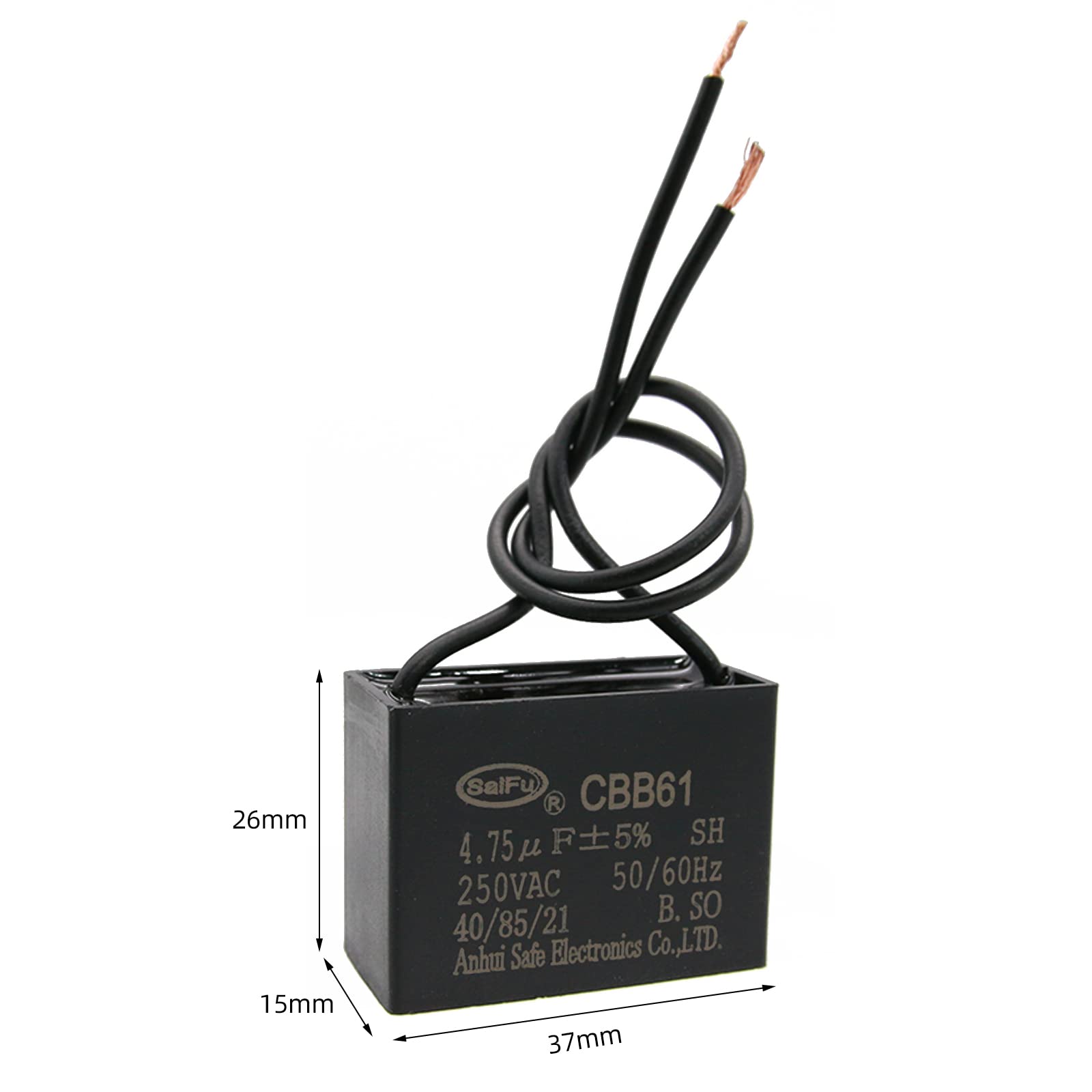 Akzytue Cbb61 Capacitor 4.75Uf 250V Ac Ceiling Fan 2 Wire 50/60Hz For Starting Electric Fan Generator Pump Motor (2 Pack)