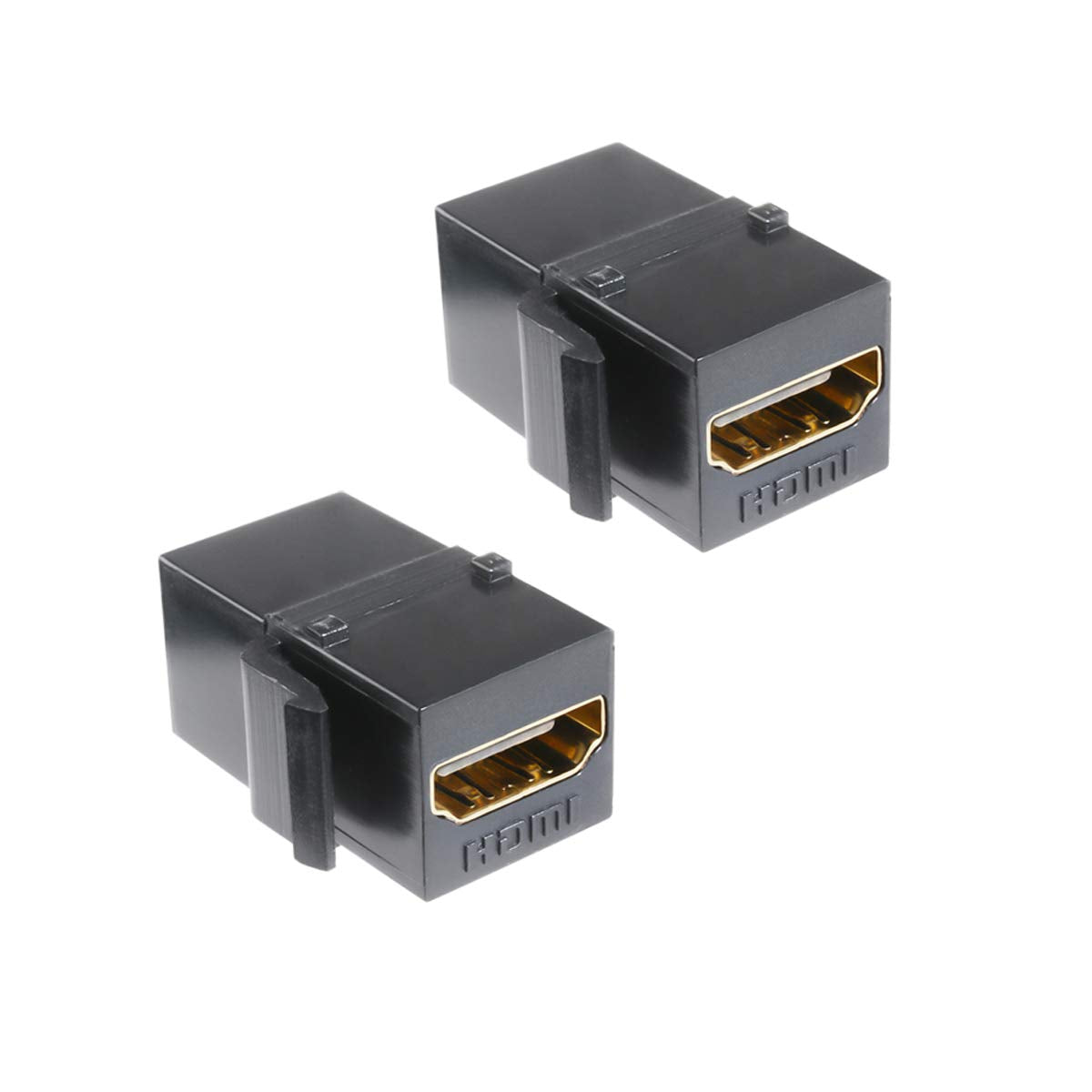TENINYU HDMI Keystone Jack Insert Female to Female Coupler Snap-in Insert Connectors Adapter for Wall Plate - Black (2 Pack)