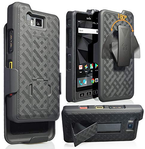 Nakedcellphone Combo Series Compatible with Sonim XP8 Phone Case, Kickstand Hard Cover with [Rotating/Ratchet] Belt Clip Holster for XP8800 - Black Tread