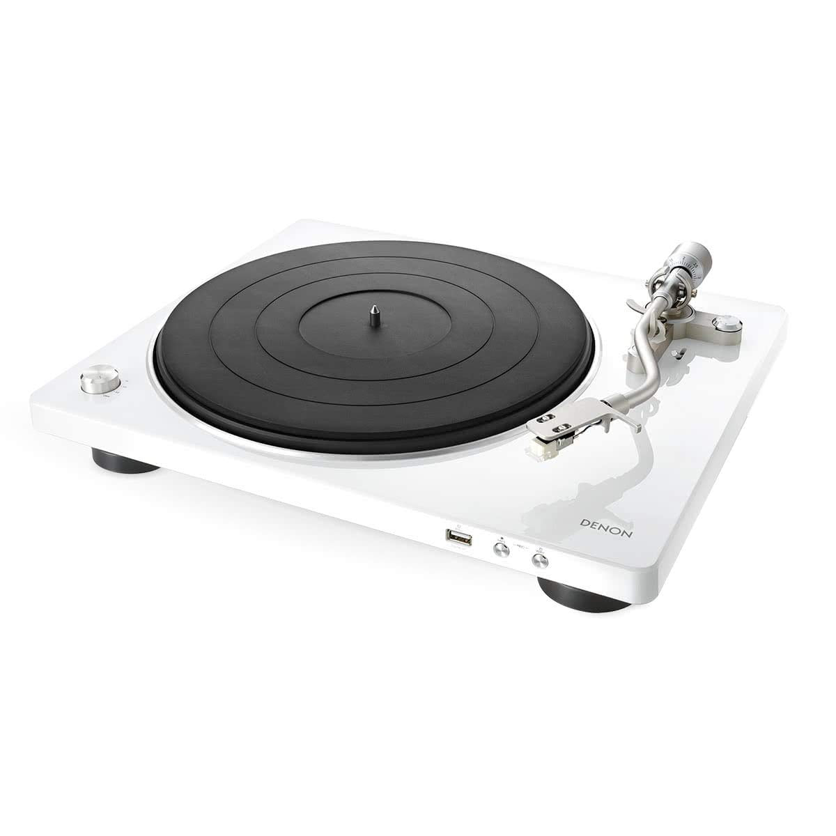 Denon Dp 450Usb Semi Automatic Analog Turntable, Usb Output For Recording, Speed Auto Sensor, Specially Designed Curved Tonearm,