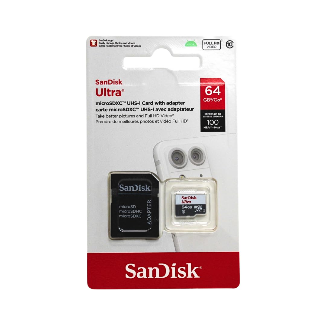 SanDisk Ultra 64GB UHSI/Class 10 Micro SDXC Memory Card With Adapter SDSDQUAN064GG4A [Old Version]