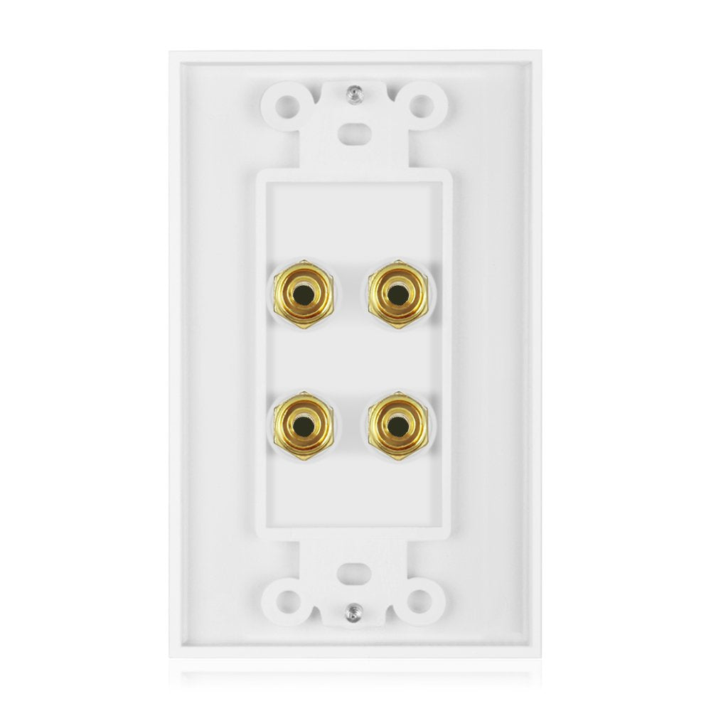 Icespring Banana Binding Post Two Piece Coupler Inset Wall Plate For 2 Speakers Standard Single Gang White