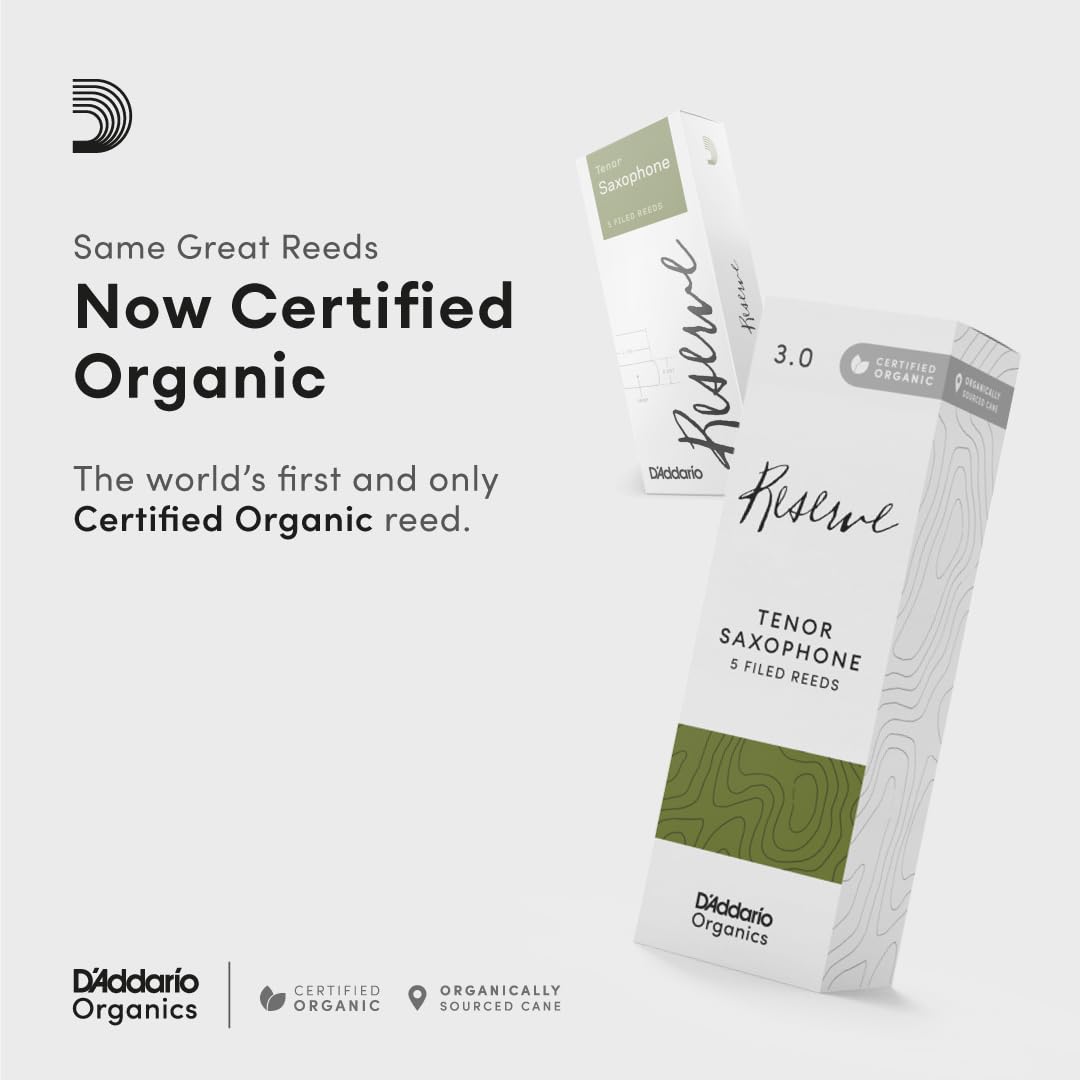 Daddario Reserve Tenor Saxophone Sax First & Only Organic Reed-3.0 Strength, 10 Pack (Odkr0530)