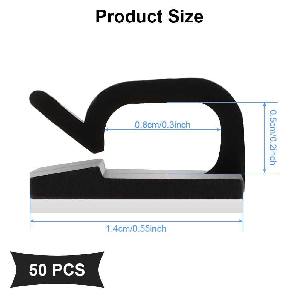 50 Pcs Cable Clamps, Adhesive Cable Clips, Cable Management Kit, Hooks For Outdoor String Lights, Cable Management Clips, Wire H